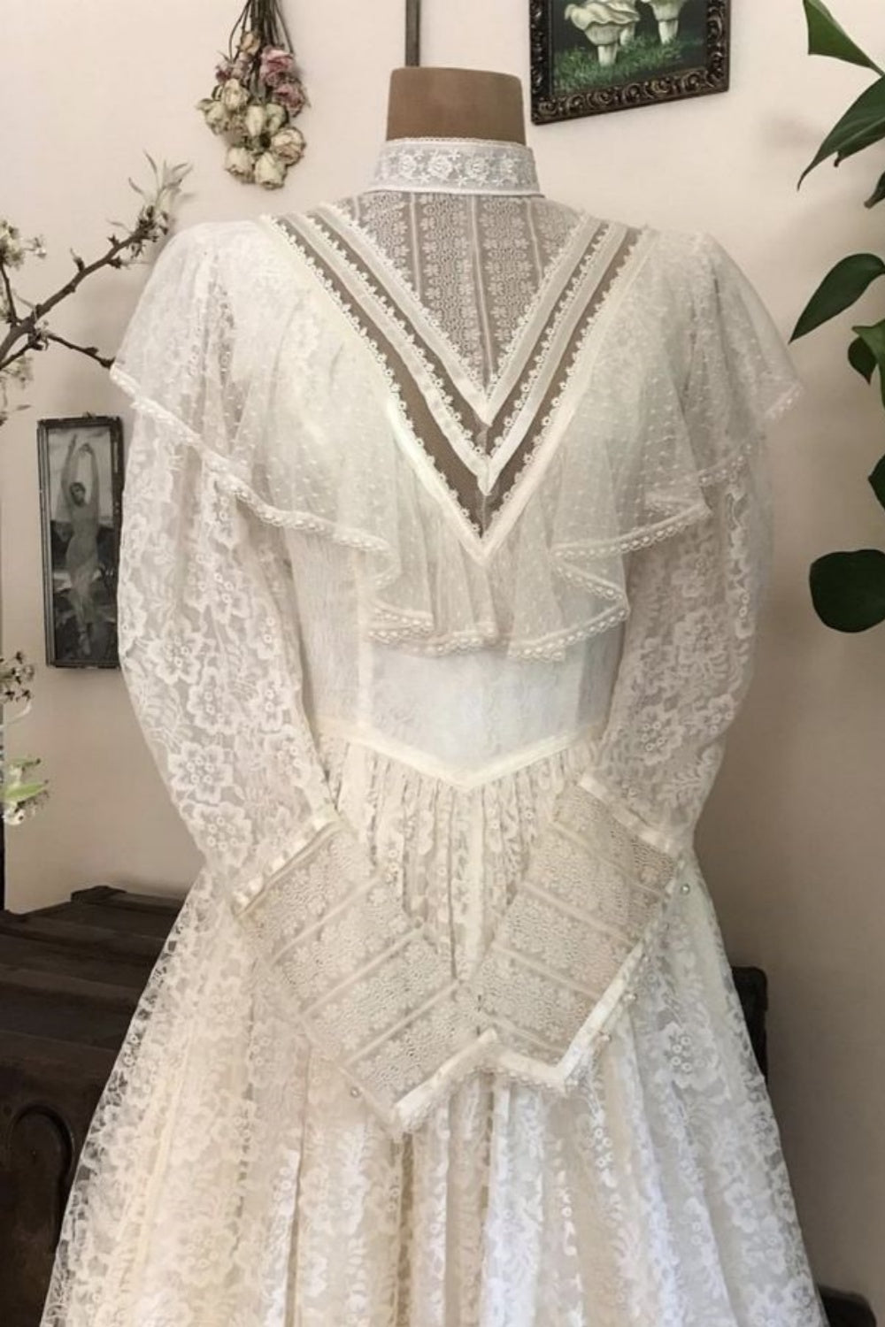 formaldressy-Long-Sleeved Dress, Retro Half-High Collar, Elegant Long Exquisite Lace Tulle Wedding Dress gh5853