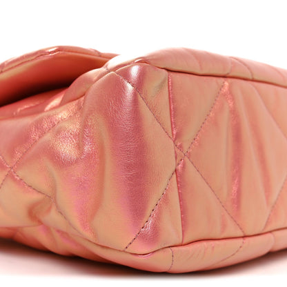 Iridescent Lambskin Quilted Large Chanel 19 Flap Pink