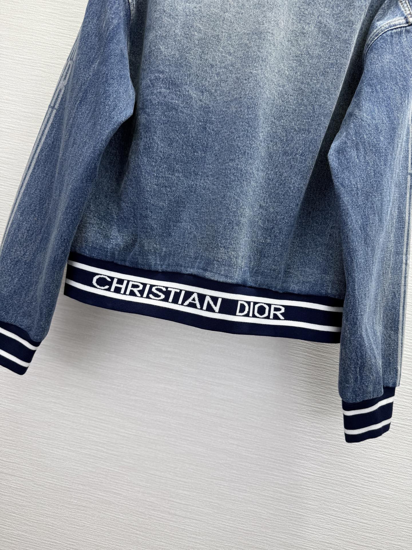 CD 25SS Laser Printed Stripe Pattern Denim Jacket Blue Cotton 306512