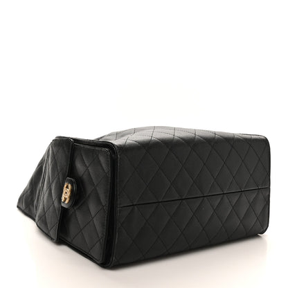 Caviar Quilted Medium Chanel 25 Handbag Black