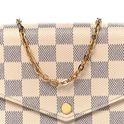 Damier Azur Pochette Felicie Chain Wallet Rose Ballerine