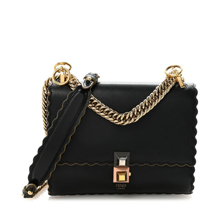 Vitello Liberty Scalloped Studded Small Kan I Shoulder Bag Black
