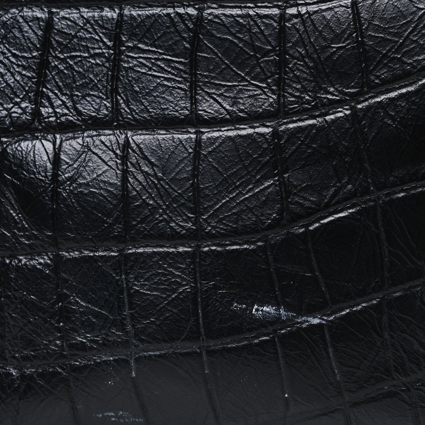 Calfskin Crocodile Embossed Monogram Medium Niki Shopping Bag Black