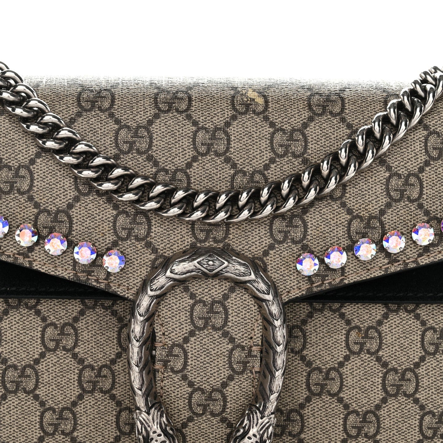 GG Supreme Monogram Crystal Small Dionysus Shoulder Bag Black