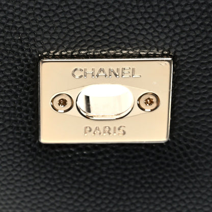 Caviar Quilted Small Coco Handle Flap Black