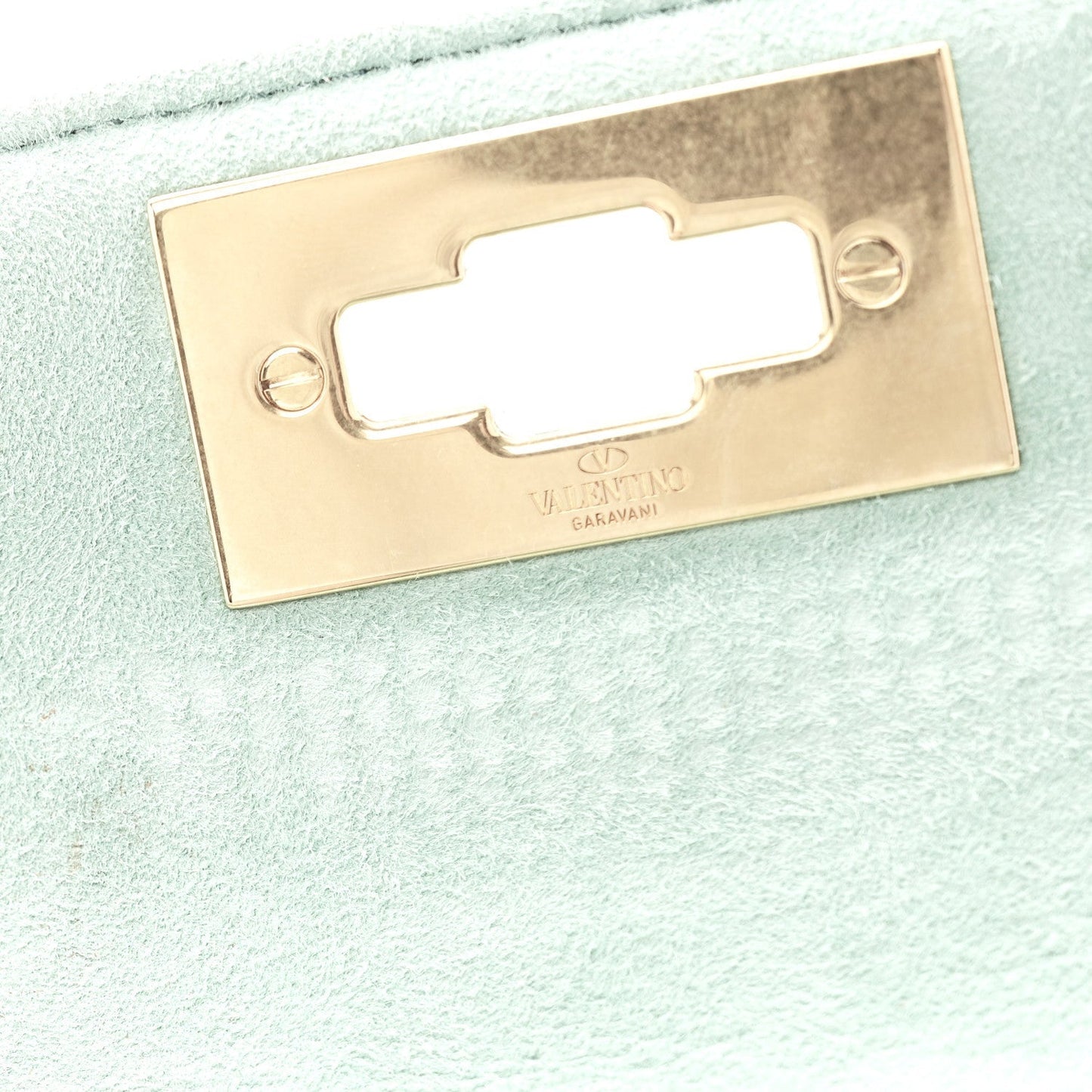 Crystal Suede Small Roman Stud Shoulder Bag Green