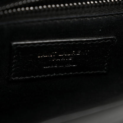 Crinkled Calfskin Matelasse Monogram Medium Niki Chain Satchel Black