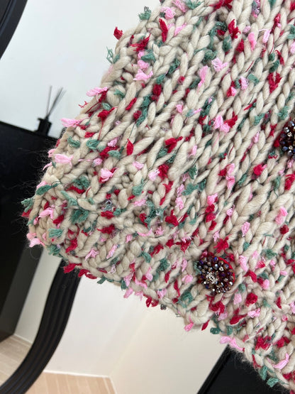 Chanel Hand-crocheted Colorful Pom-pom Vest Cashmere