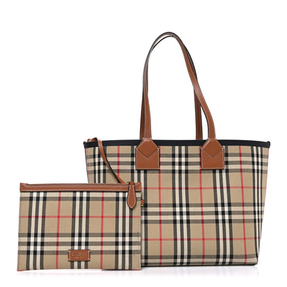 Cotton Vintage Check Medium London Tote Bag Briar Brown Black