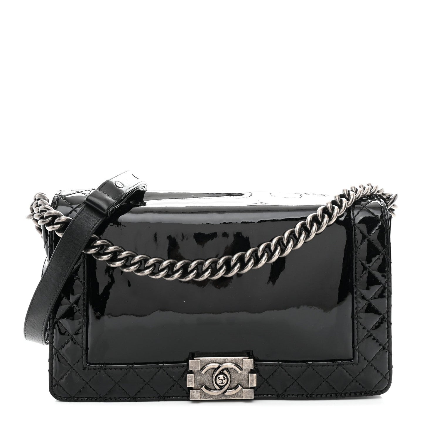 Patent Medium Boy Reverso Flap Black