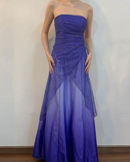 formaldressy--Purple shiny fashion gradient tube top long floor-length ball gown graduation dress gh5514