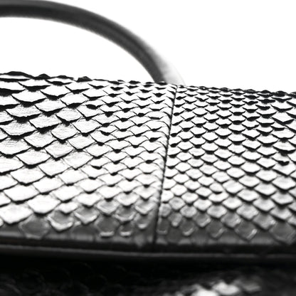 Snakeskin Small Coco Handle Flap Black