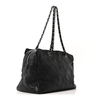 Calfskin Large Diamond Stitch Tote Black
