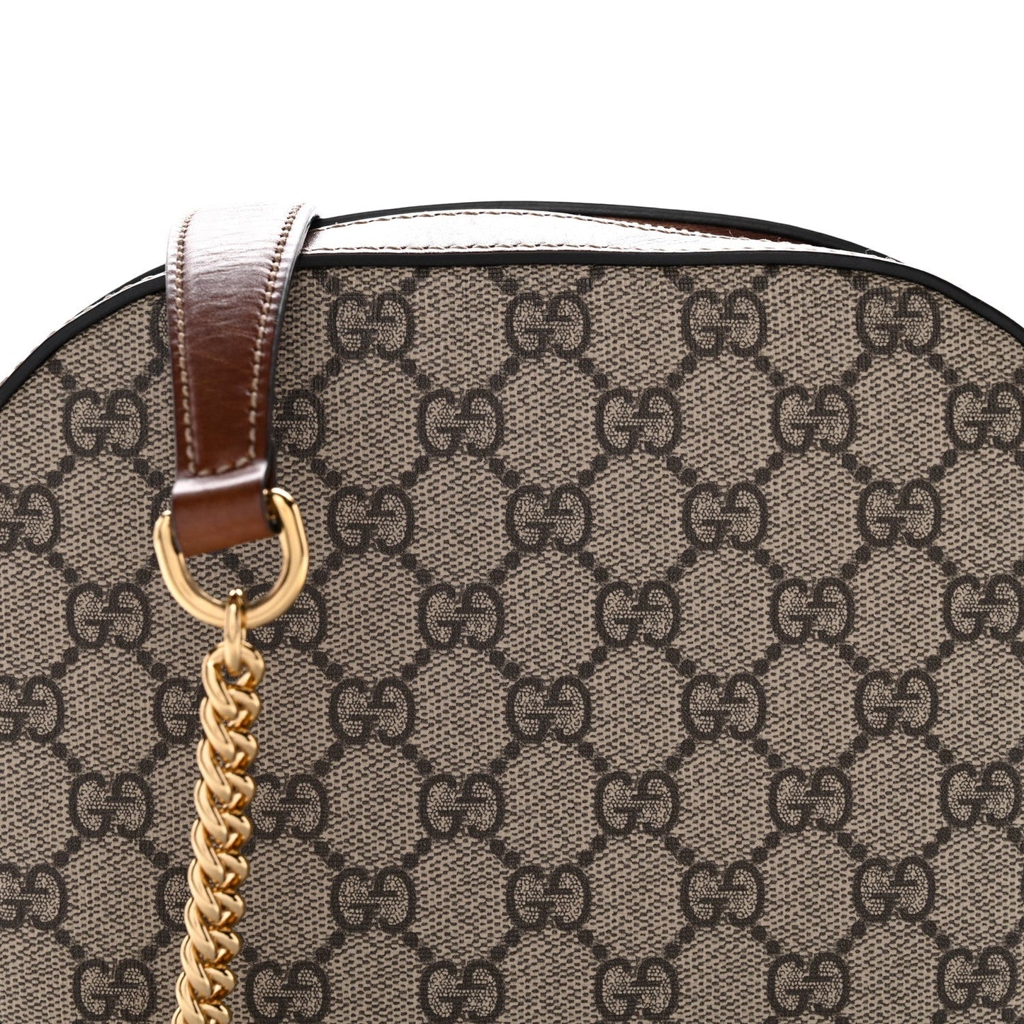 GG Supreme Monogram Cuoio Toscano Mini Chain Shoulder Bag Beige Ebony Cuir
