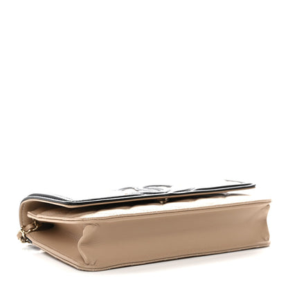 Caviar Quilted CC Filigree Wallet On Chain WOC Beige Black