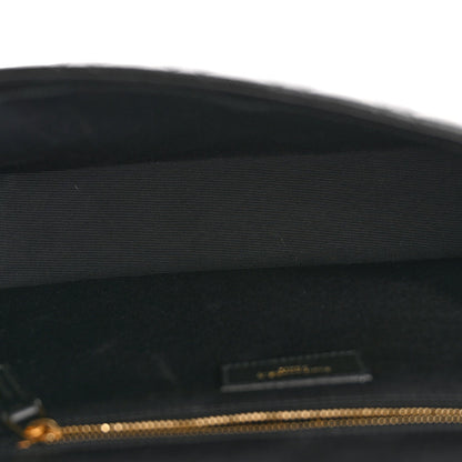 Grain De Poudre Textured Mixed Matelasse Large Triquilt Monogram Satchel Black