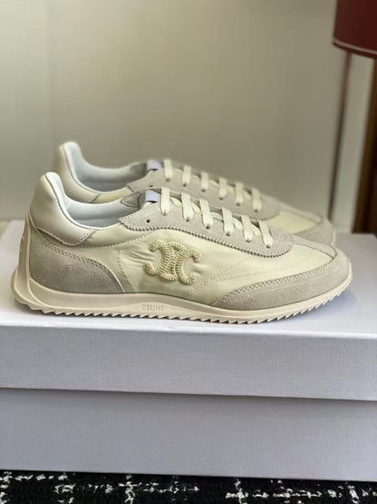 Celine Racer Low Top Sneaker Vanila Grey Suede Fabric