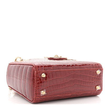 Alligator Mini Lady Dior Red