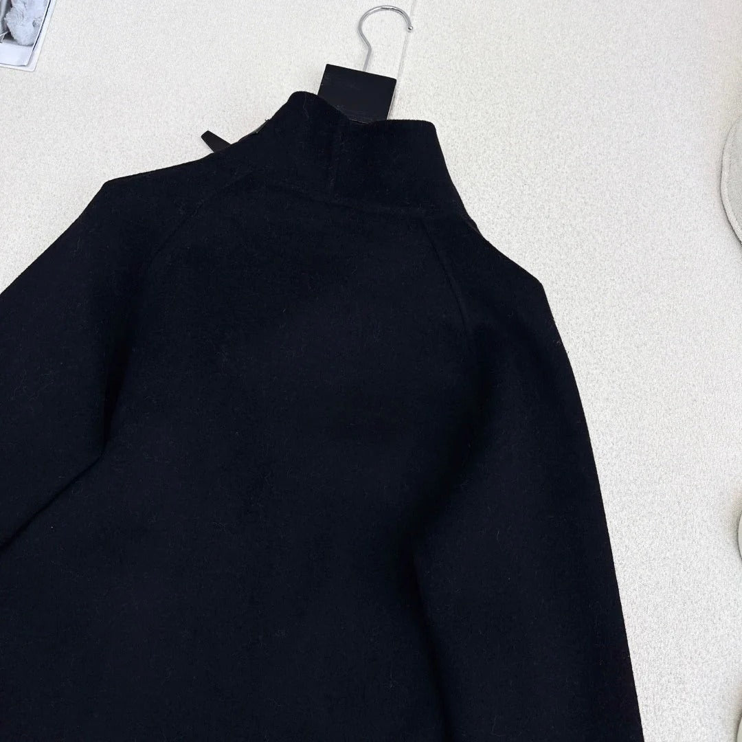 HERMES 25S DOUBLE-FACED WOOL STAND-COLLAR COAT 187