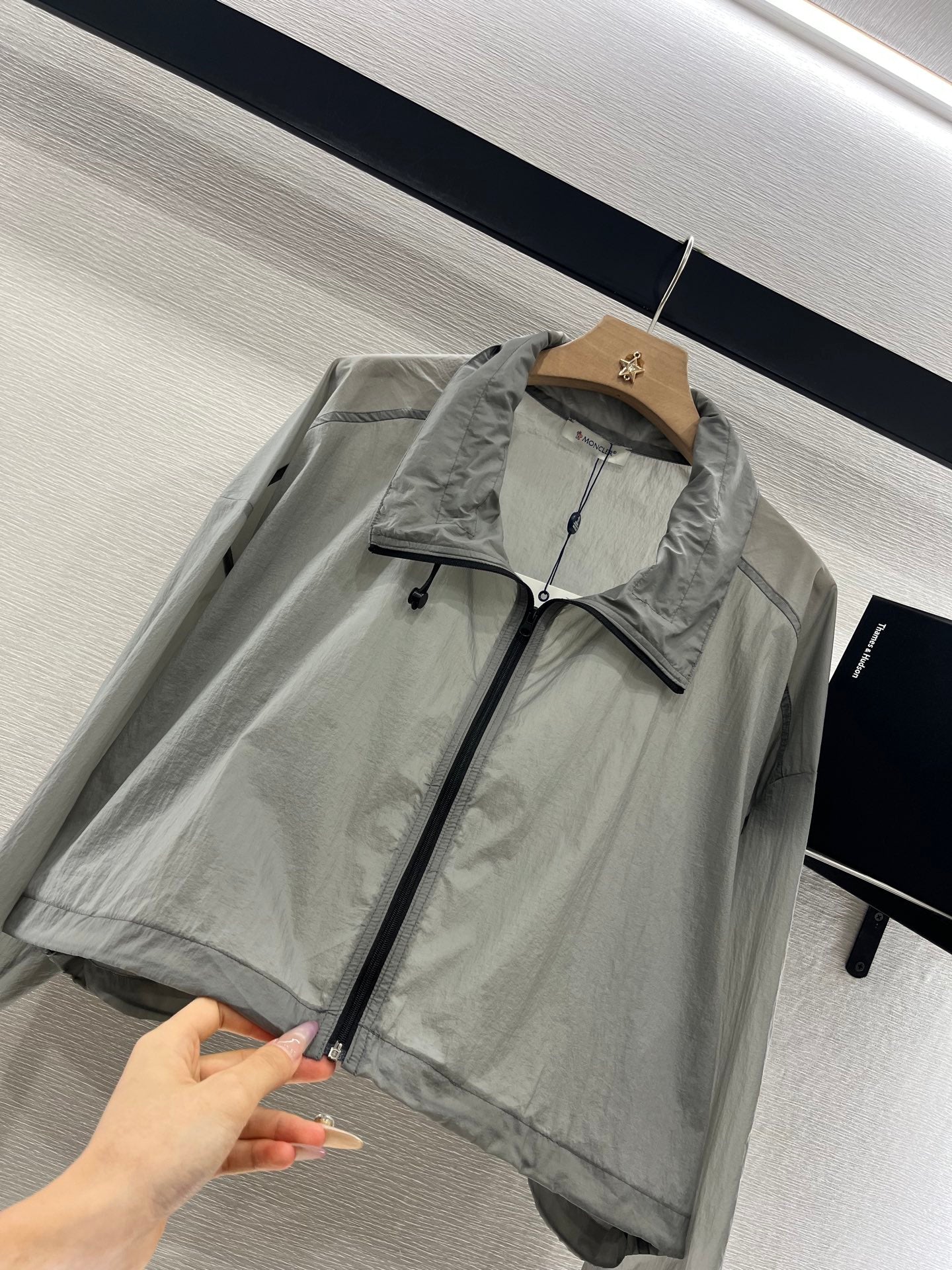 Moncle 25 Hooded Sun-Protective Jacket and Short Skirt Set Gray Nylon 249062