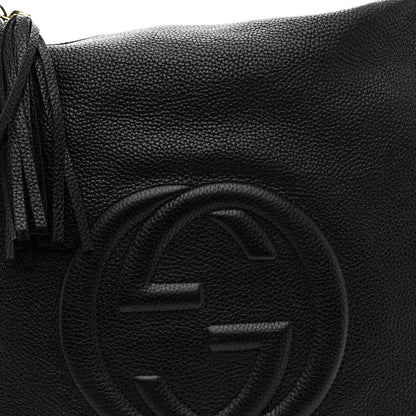 Pebbled Calfskin Large Soho Hobo Black