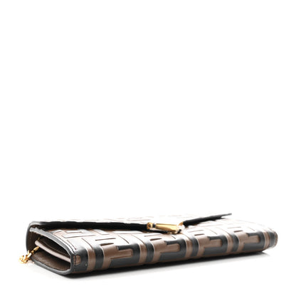 Vitello Soft F is Fendi Bi-Color FF 1974 Embossed Continental Envelope Wallet On Chain Maya Black