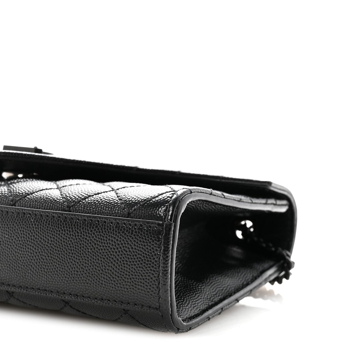 Grain De Poudre Textured Mixed Matelasse Triquilt Small Monogram Monochrome Satchel Black