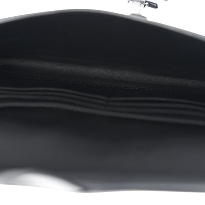 Ultra Matte Calfskin Saddle Chain Wallet Pouch Black