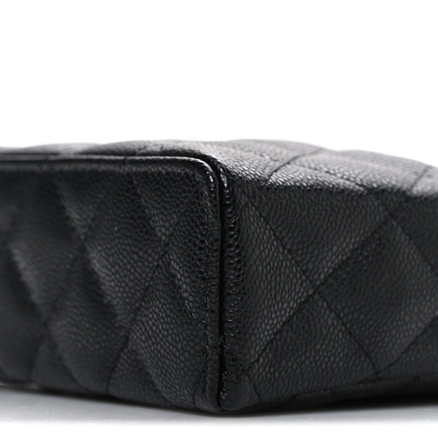 Caviar Quilted Top Handle Slim Vanity With Chain Black
