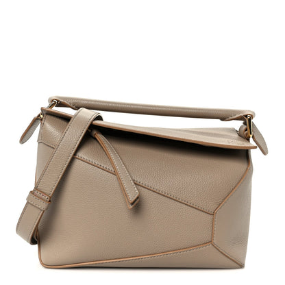 Grained Calfskin Small Puzzle Edge Bag Sand