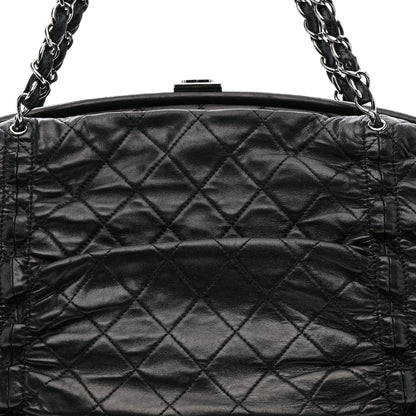 Lambskin Quilted Sharpei Frame Tote Black