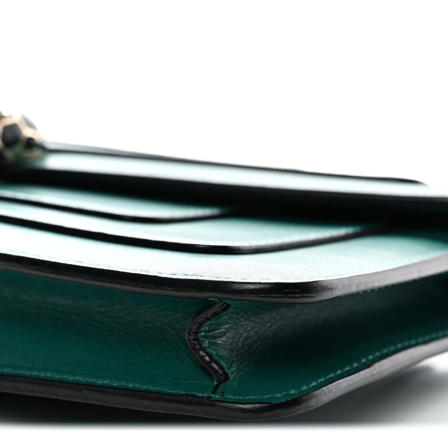 Calfskin Serpenti Forever Flap Clutch Emerald Green