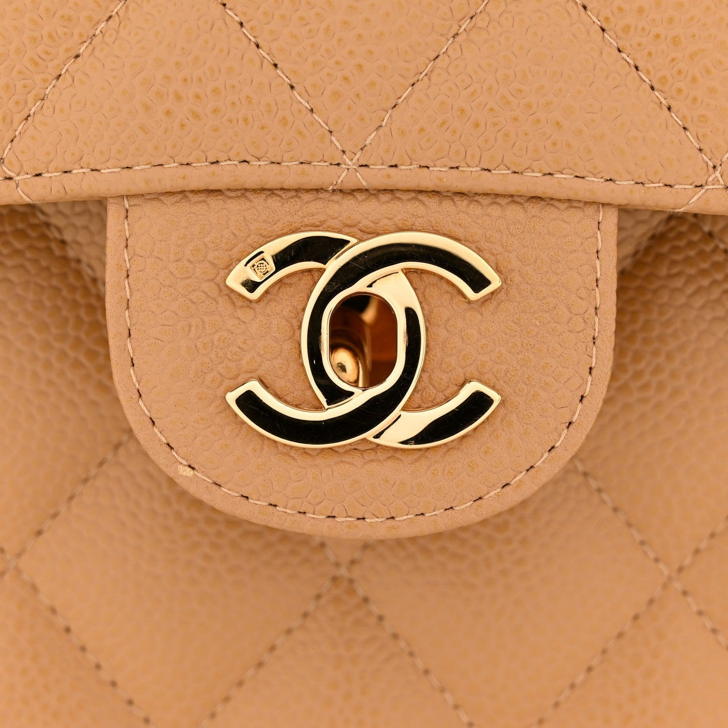 Caviar Quilted XL Jumbo Single Flap Beige