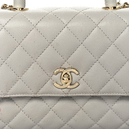 Caviar Quilted Mini Coco Handle Flap Light Grey