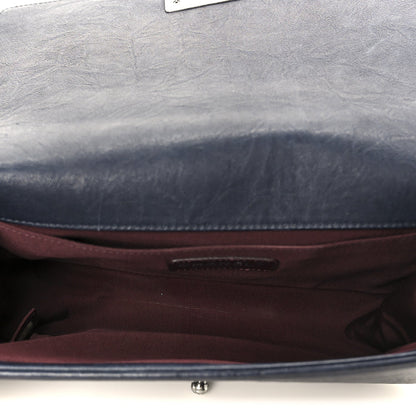 Crumpled Lambskin Medium Studded Boy Flap Navy