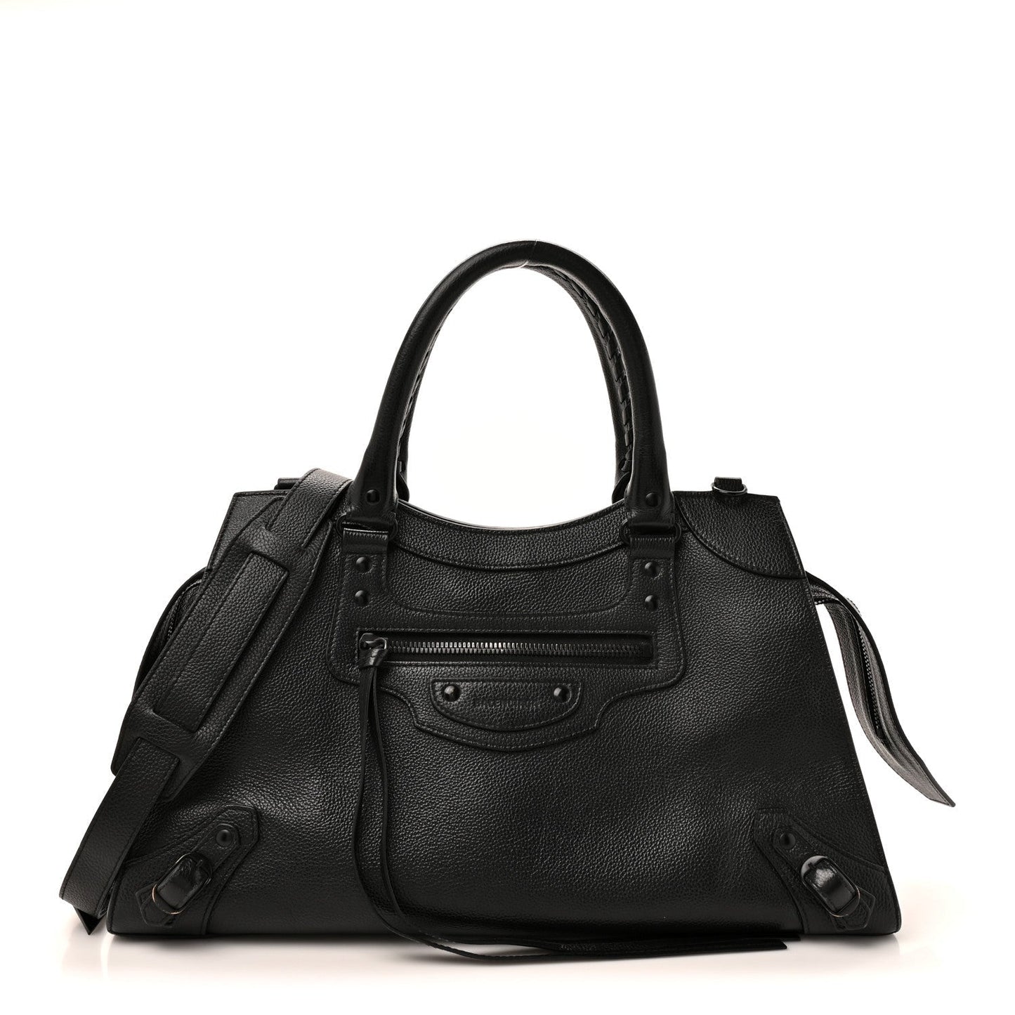 Grained Calfskin Neo Classic Black Hardware Medium City Black