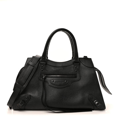 Grained Calfskin Neo Classic Black Hardware Medium City Black