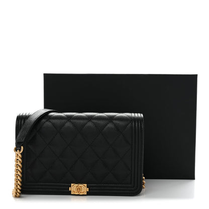 Caviar Quilted Boy Wallet On Chain WOC Black