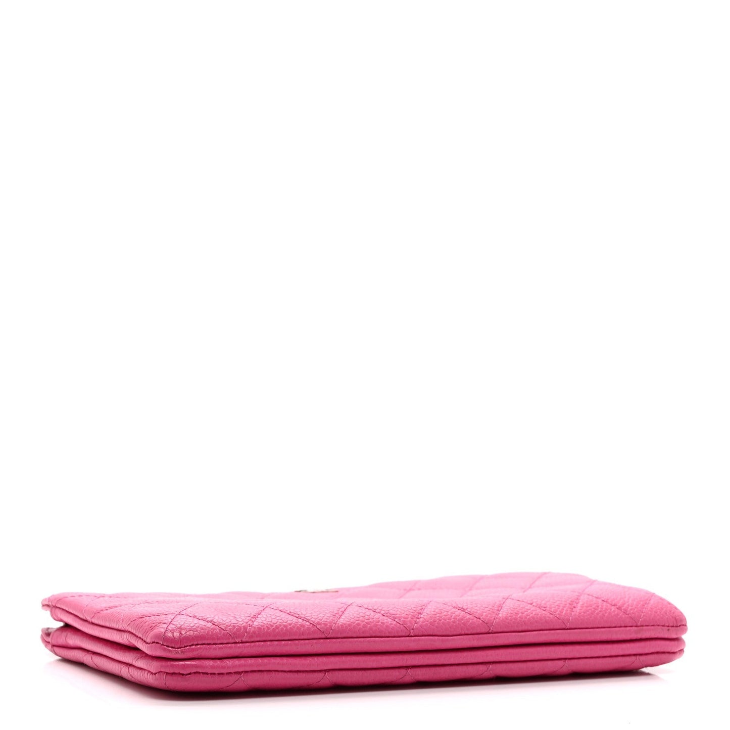 Caviar Quilted Enamel Zipped Clutch  Pink