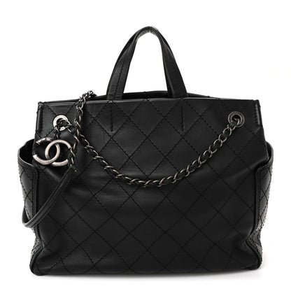 Calfskin CC Pocket Tote Black