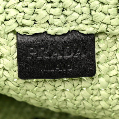 Yarn Raffia Effect Crochet Small Logo Tote Acqua