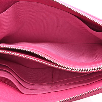 Caviar Quilted Enamel Zipped Clutch  Pink