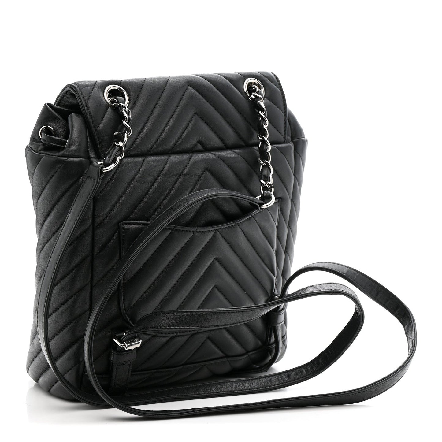 Calfskin Chevron Quilted Small Urban Spirit Backpack Black