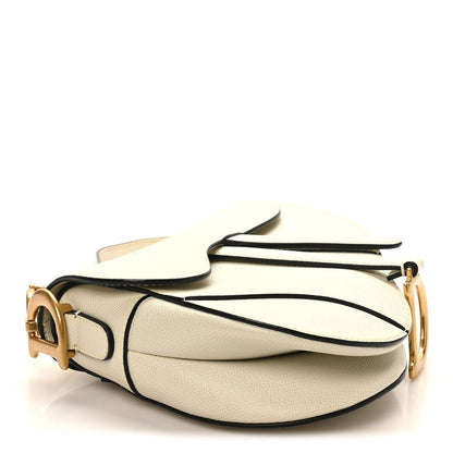 Grained Calfskin Saddle Bag White