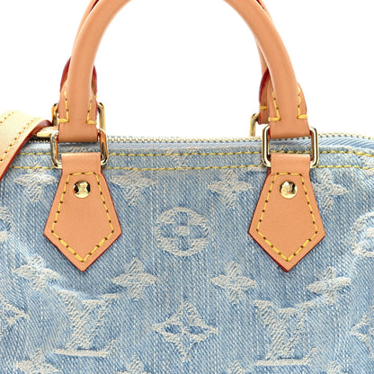 Monogram Denim Nano Speedy Sky Blue
