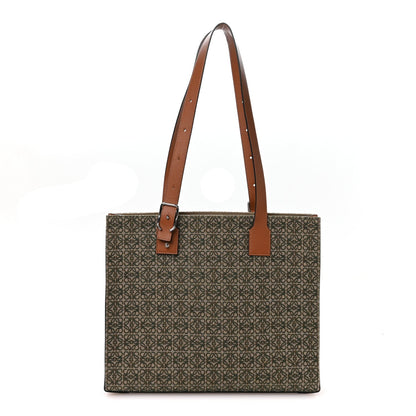 Jacquard Anagram Calfskin Buckle Tote Green