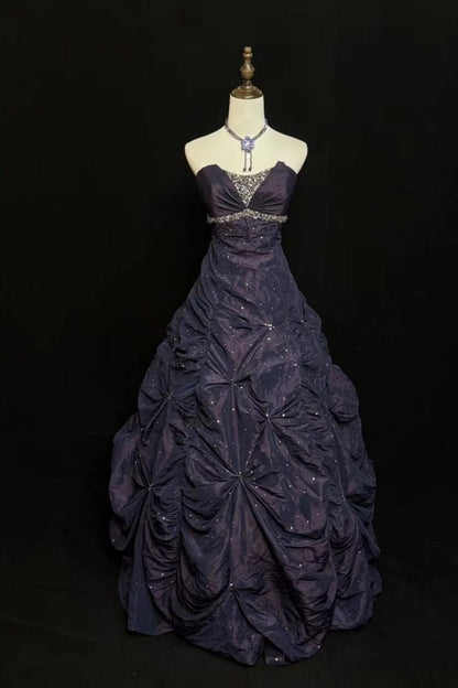 formaldressy-Purple Night Starry Sky Long Satin Ball Gown gh6294