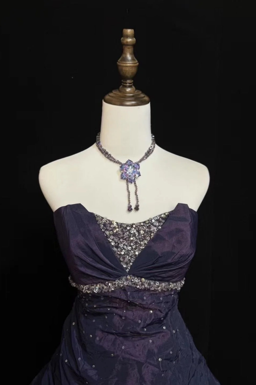 formaldressy-Purple Night Starry Sky Long Satin Ball Gown gh6294