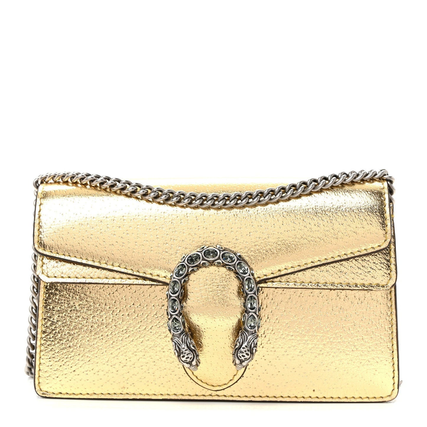 Metallic Calfskin Super Mini Dionysus Shoulder Bag Gold