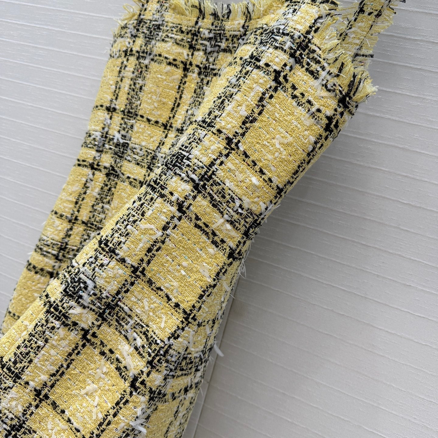 Balmain 26s Slip Dress Yellow Black Tweed 346071